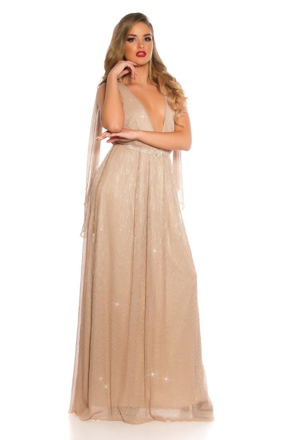 Gown Long Red Carpet Greek Goddess Beige