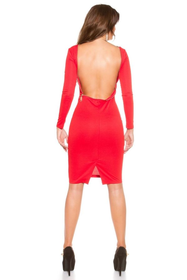 dress sexy open back red.