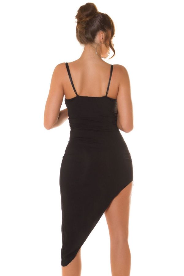 Dress Asymmetric Sexy Decollete Black ISDK54576