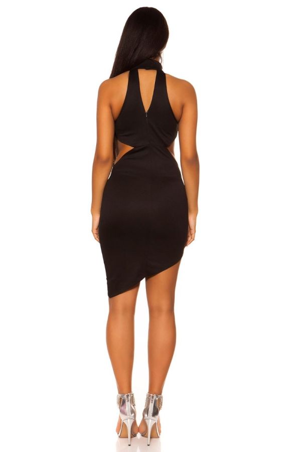 Φόρεμα Σέξι Ασύμμετρο Εγκοπές Μαύρο ISDK18986