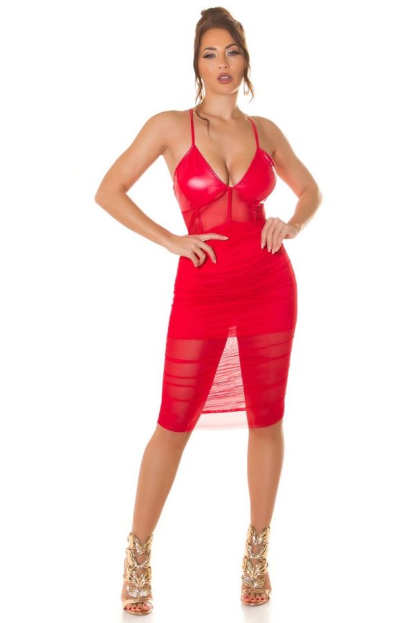 Dress Sleeveless Club Transparencies Red ISDK06602