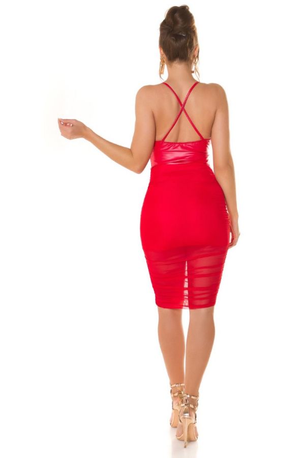 Φόρεμα Αμάνικο Club Διαφάνειες Κόκκινο ISDK06602