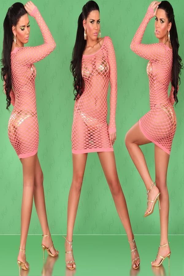 dress mini sexy net coral.