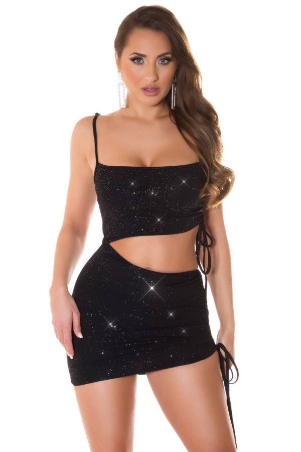 dress sexy glitter cutouts black.
