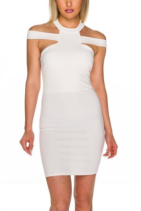 Φόρεμα Σέξι Κοντό Εγκοπές Άσπρο QQ1925425