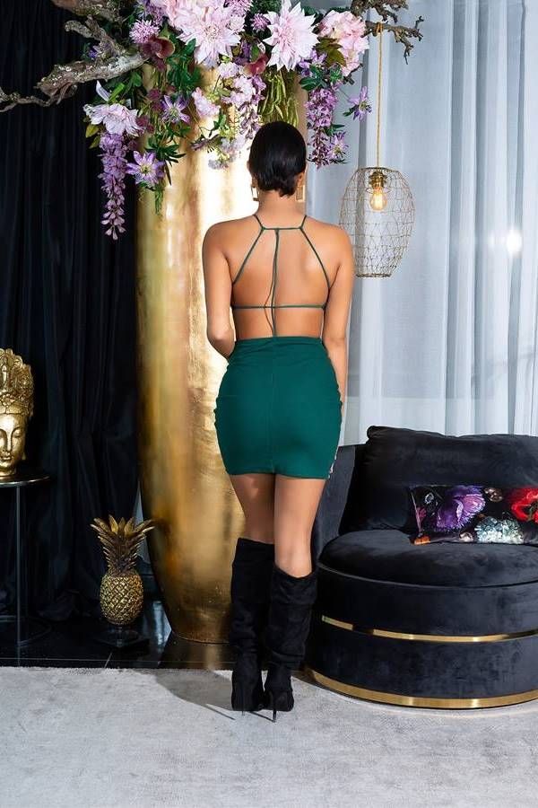 dress sexy back straps green.