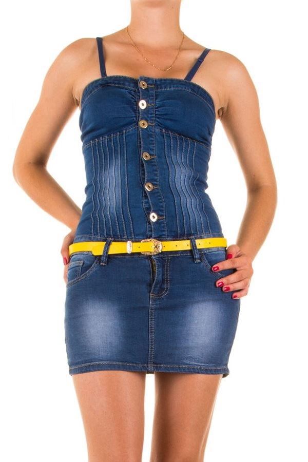 dress jean sleeveless belt blue.