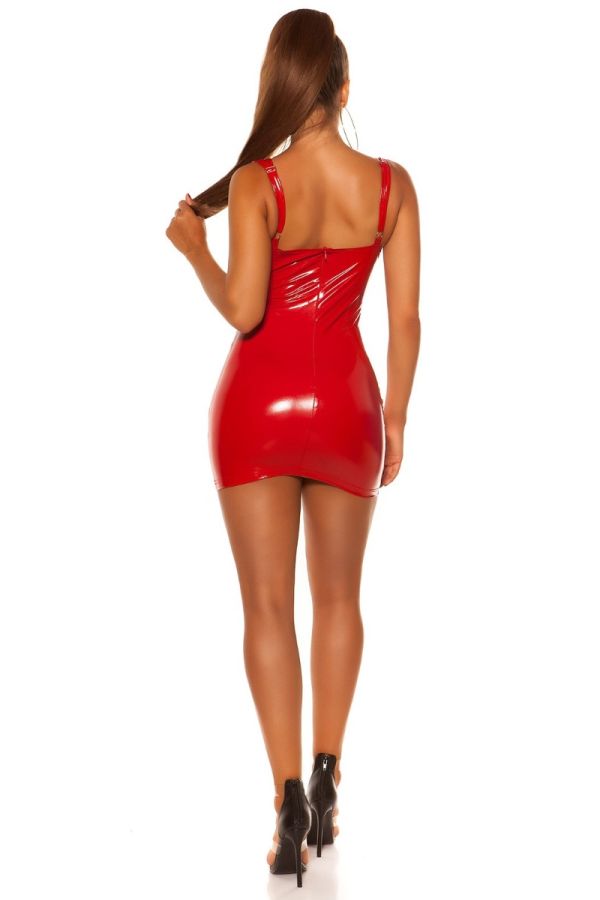 φόρεμα βινύλιο αμάνικο σέξυ κόκκινο.