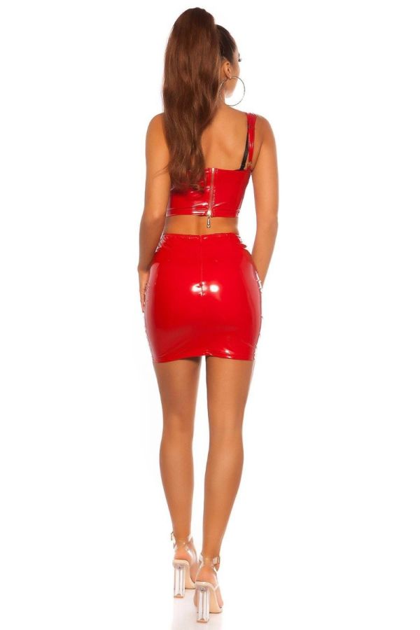 skirt vinyl sexy short red.