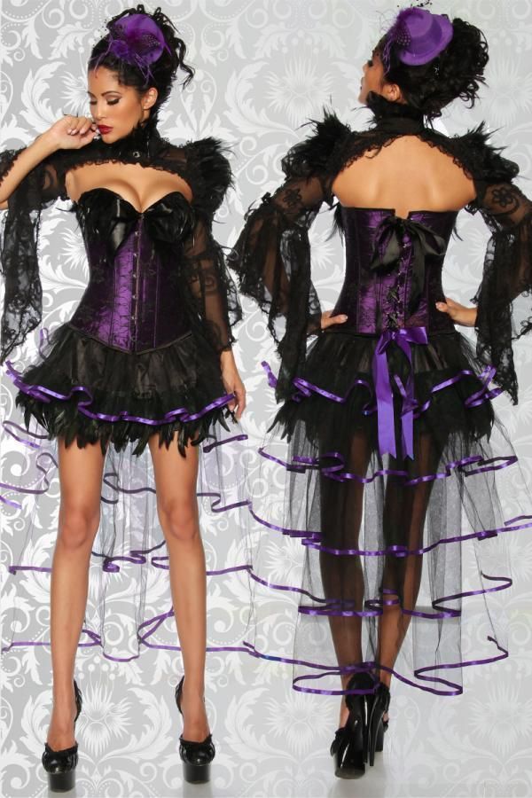 Skirt Burlesque Tulle Feathers Black Lilac DAT2312789