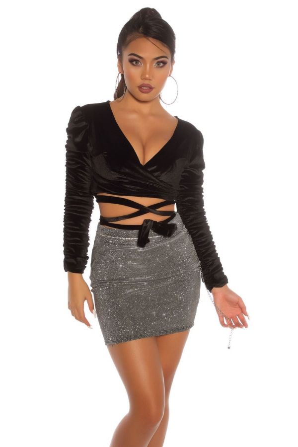 Skirt Mini Party Glitter Silver ISDR13501