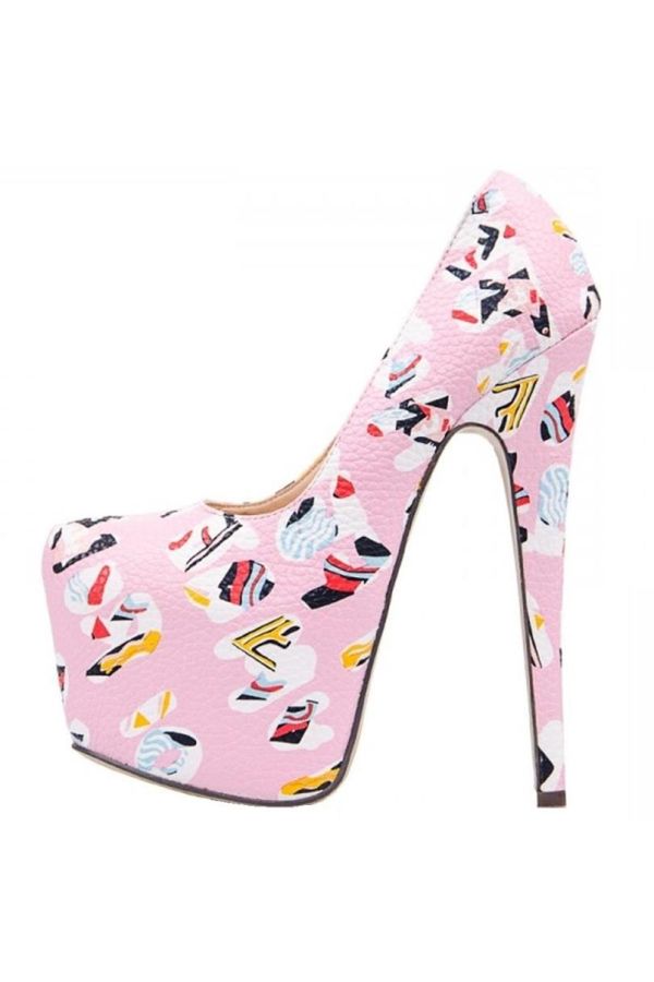 pumps high heels platform graffiti pink.
