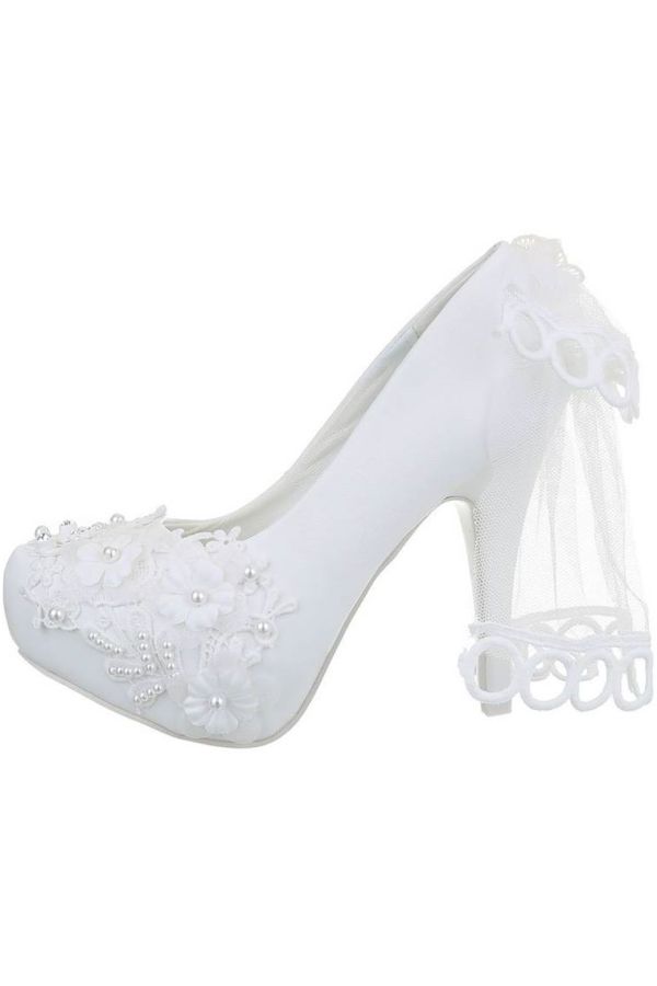 pumps bridal decoration lace pearls white.