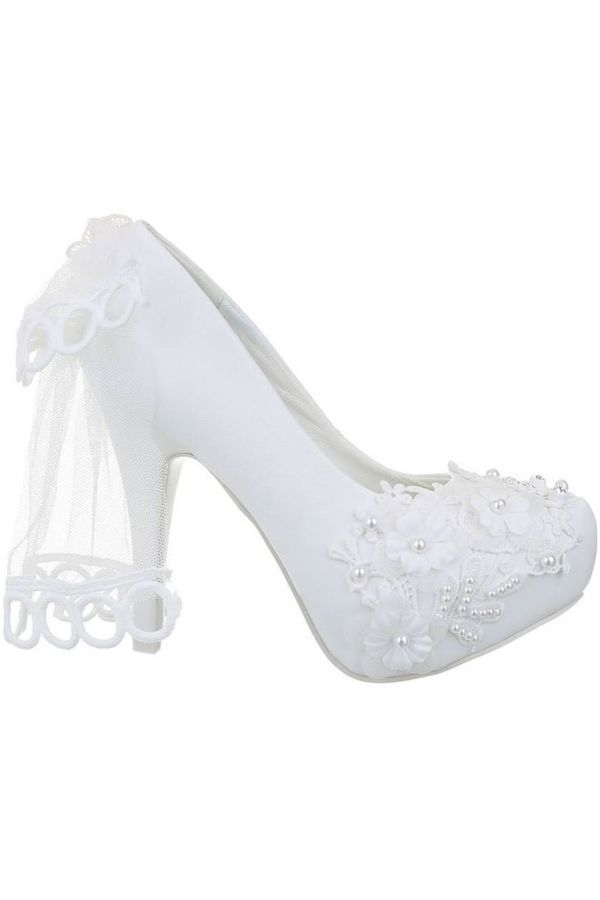 Pumps Bridal Decoration Lace Pearls White FSWK32011