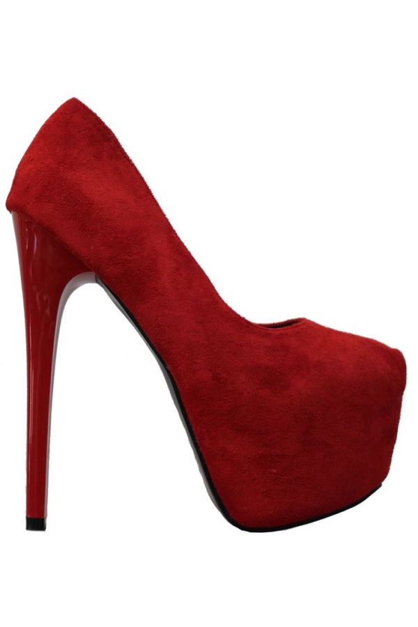 pumps sexy high heels suede red.