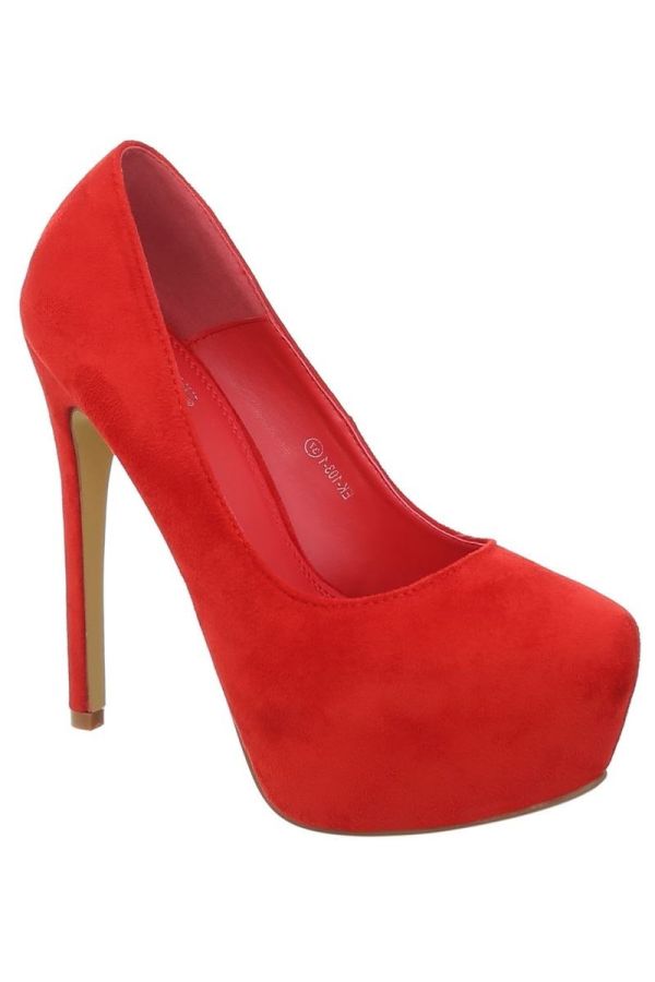 high heels red suede pumps.