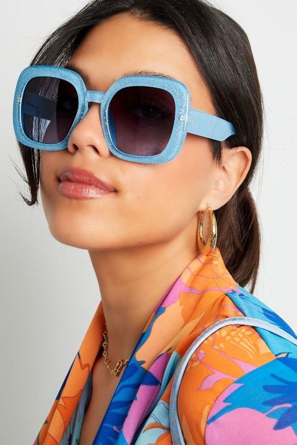 Sunglasses Large Sexy Glitter Blue