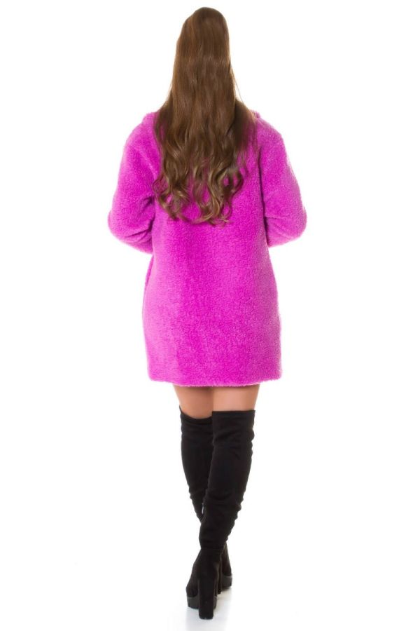 semi coat faux fur buttons pink.