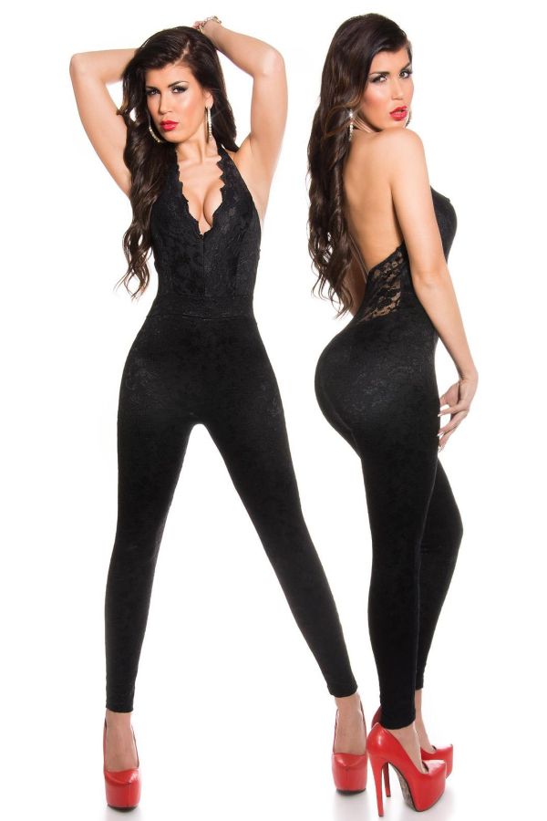 elegant sleeveless jumpsuit lace jumpsuit with sexy back black