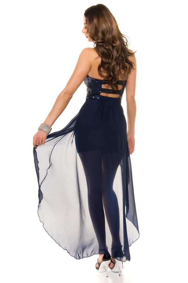 Φόρεμα Βραδινό Στραπλες Παγιέτες Μπλε ISDK50149120