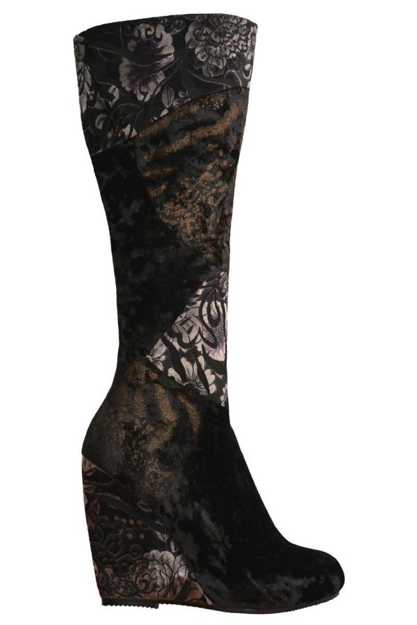γυναικεία σουέντ μπότα με πλατφόρμα πολύχρωμη μαύρη