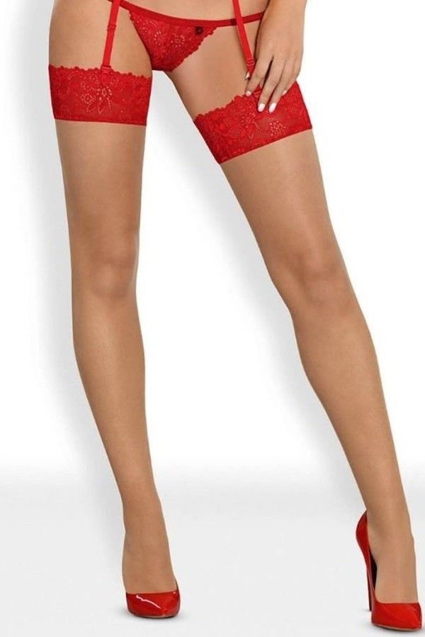 STOCKINGS HIGH RED LACE SKIN DRED215272