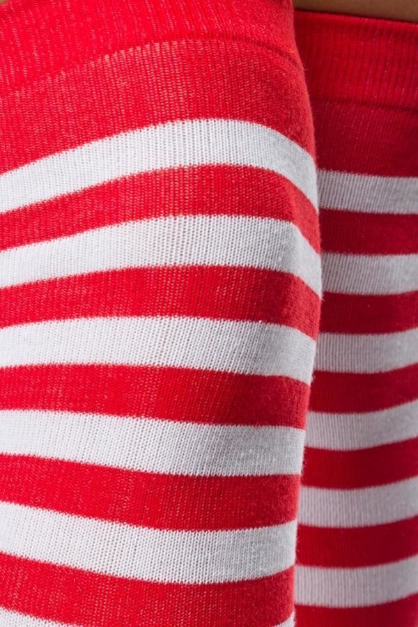 Stockings High Knee Striped Red White