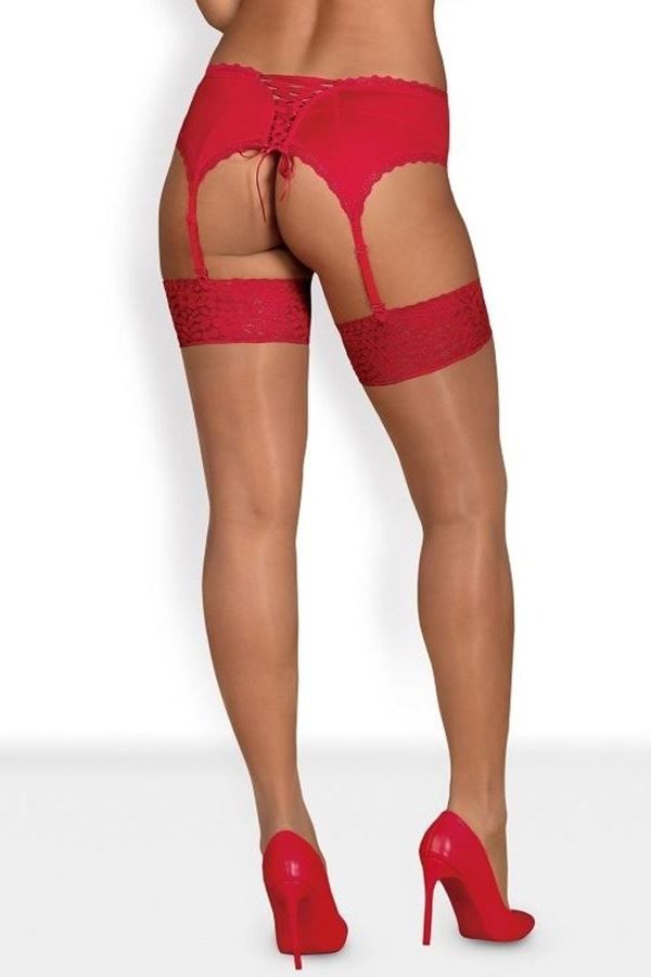 STOCKINGS HIGH OBSESSIVE RED LACE SKIN DRED221844