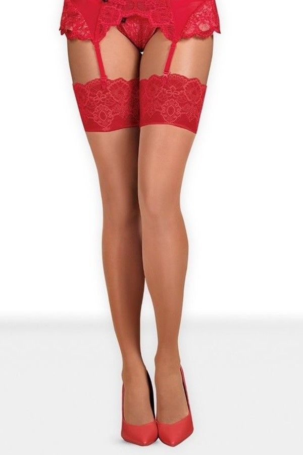 STOCKINGS HIGH RED LACE SKIN DRED221733