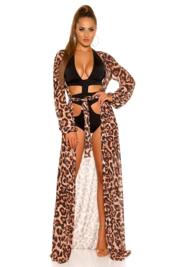Kimono Sexy Long Belt Leopard ISDM201918