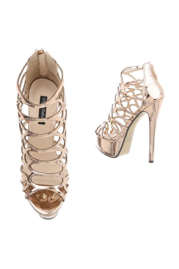 super chic high heel patent sandal with platform champagne
