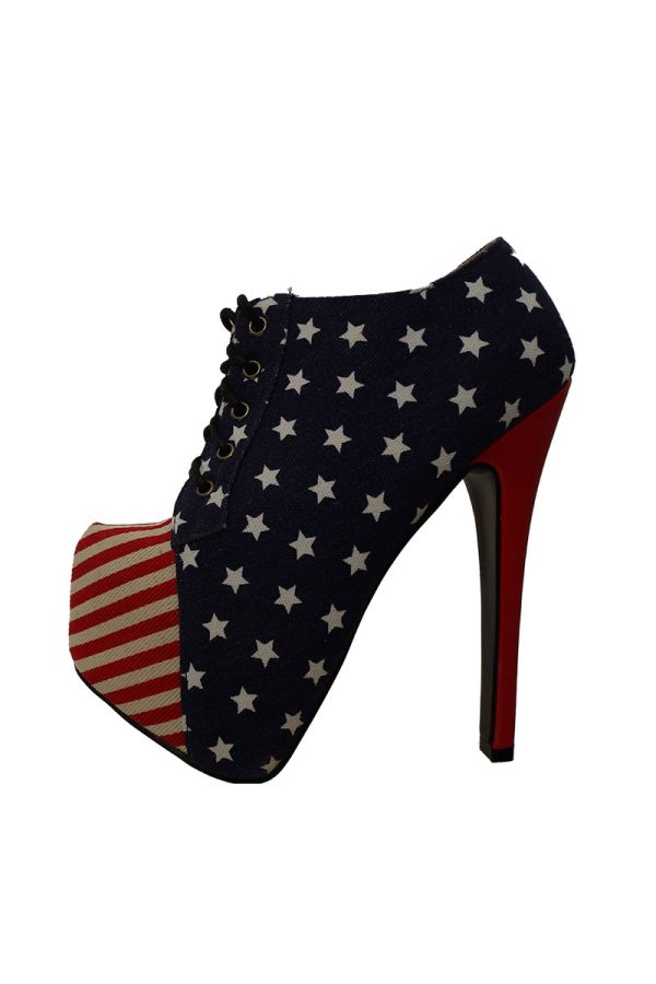 high heels μποτάκι με μοτίβο σε σχέδιο αμερικάνικης σημαίας πολύχρωμο