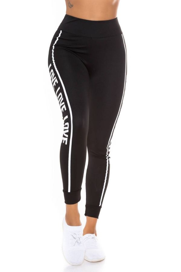 leggings gym high waist print stripe black.