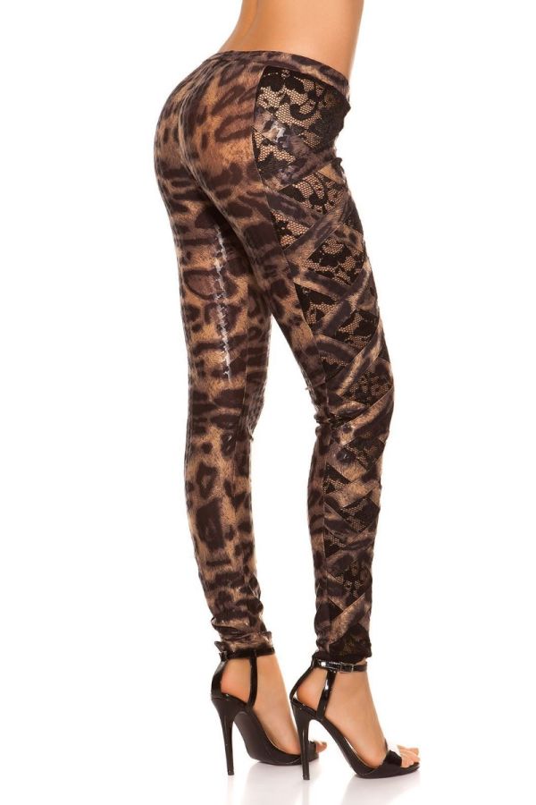 Leggings Black Lace Wetlook Leopard