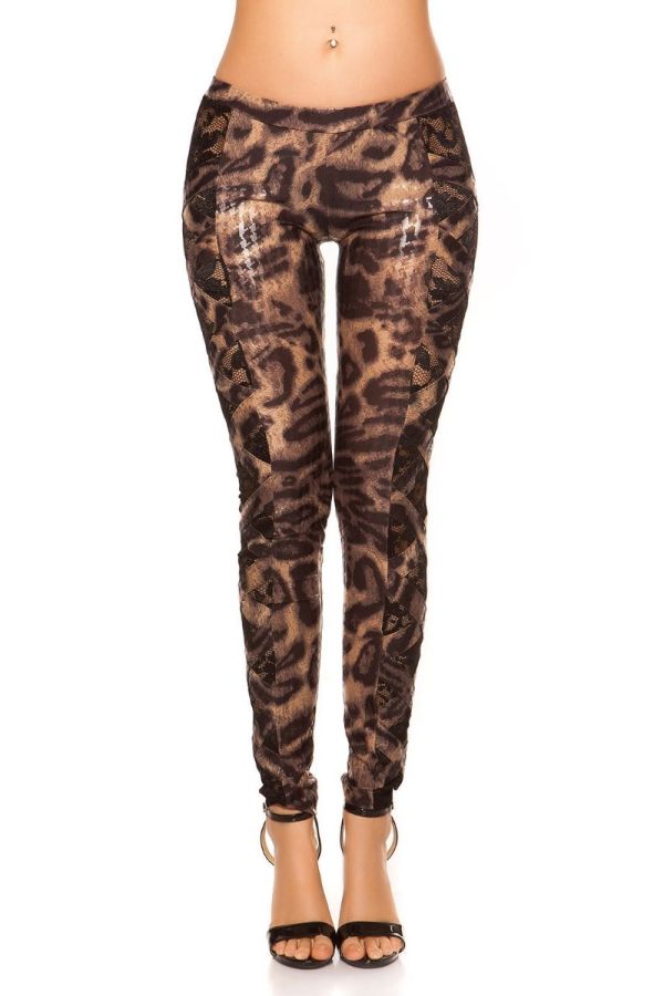 Leggings Black Lace Wetlook Leopard