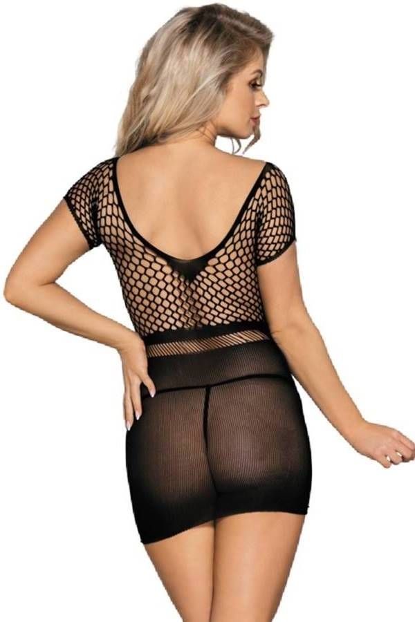 body dress net short sleeves black.