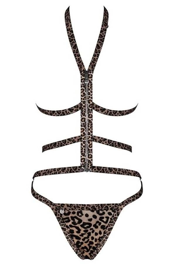 body straps string cord zipper leopard.