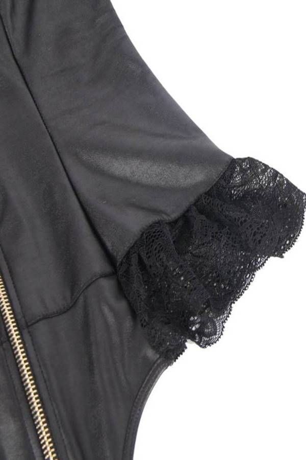 body string zip lace leatherette black.
