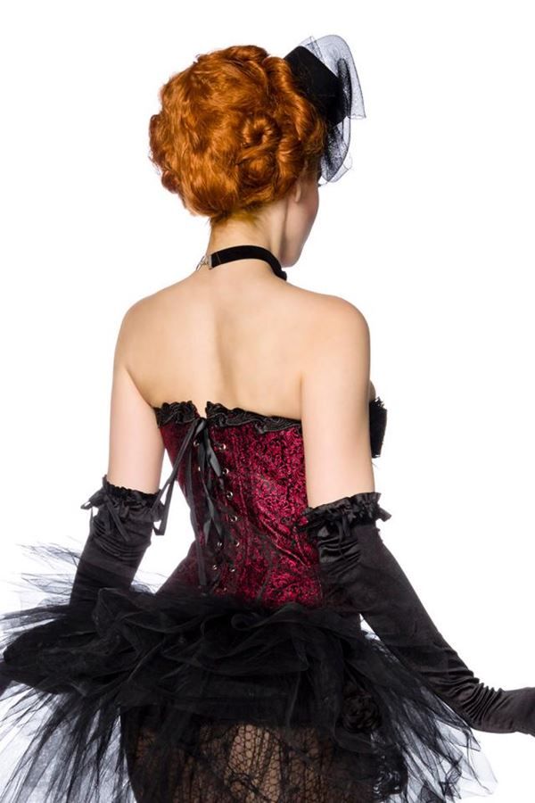 corset burlesque lace tied-black red