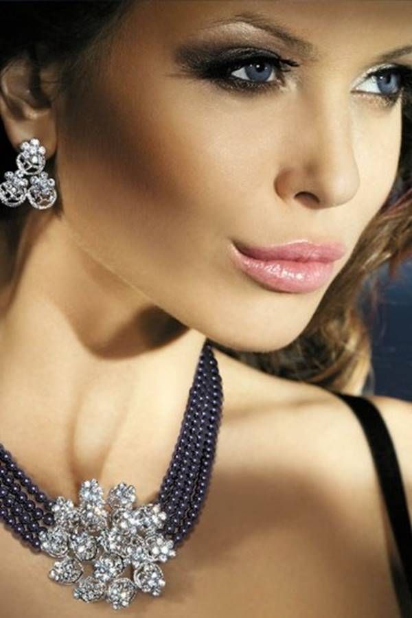 Set Jewelry Pearls Necklace Earrings Purple GTOI170880