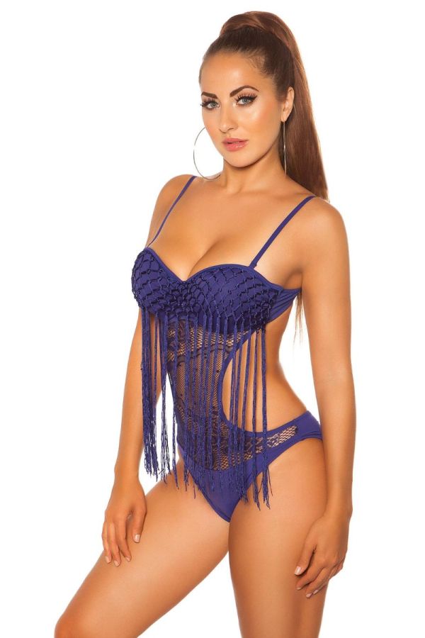 ONE PIECE SWIMSUIT TRANSPARENCY FRICTIONS BLUE ISDT18010