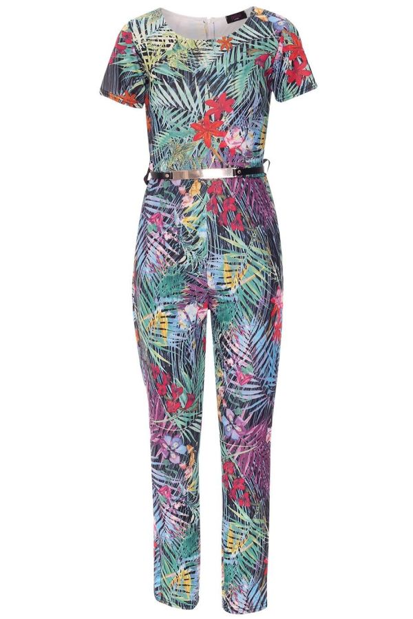celebrity overall with belt and side pockets floral print