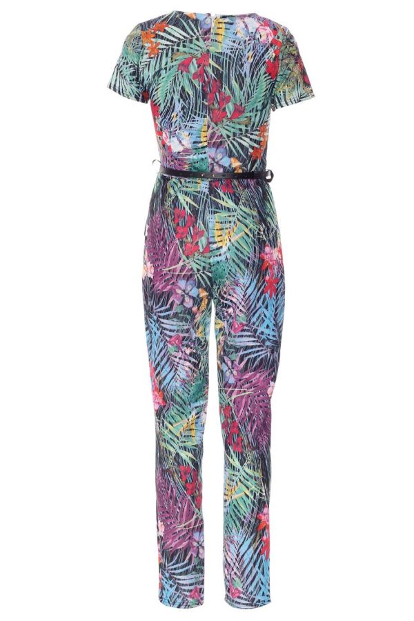celebrity overall with belt and side pockets floral print