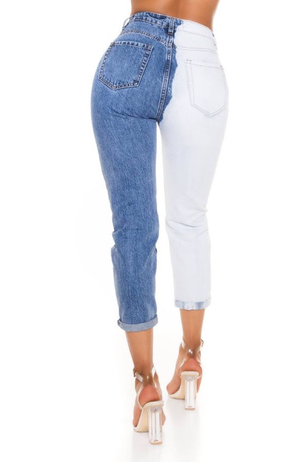 mom jeans pants high waist white blue.