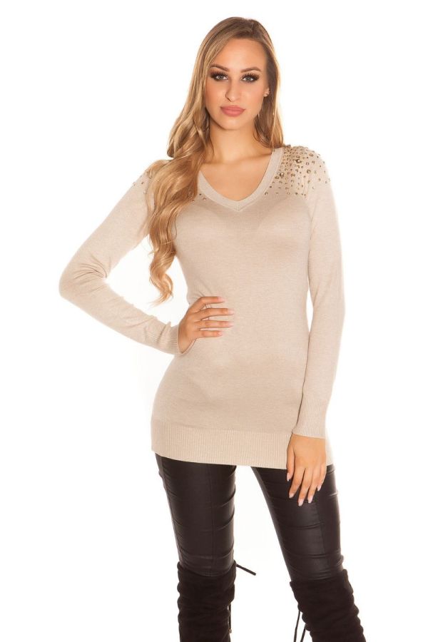 BLOUSE LONG KNITTED BEIGE ISDF80941