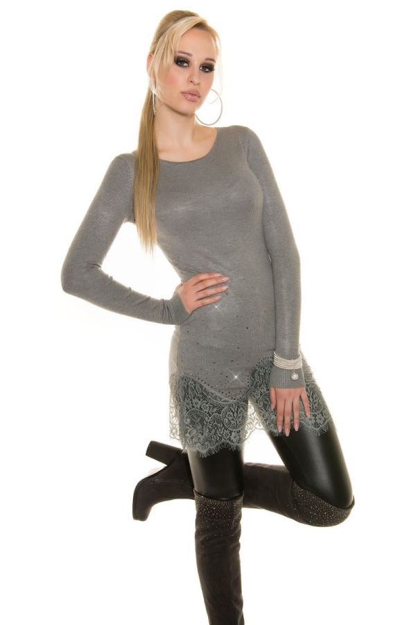 BLOUSE DRESS KNITTED GREY ISDF86382