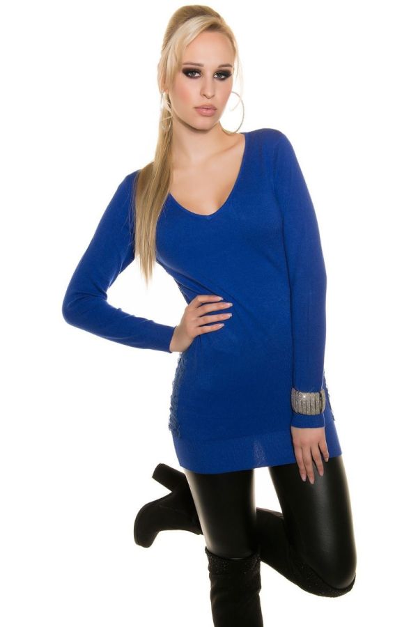 BLOUSE DRESS KNITTED BLUE ISDN64995