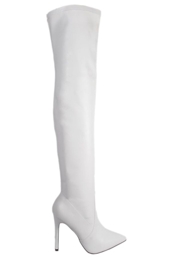 Μπότες Ψηλές Γόνατο Μυτερές Άσπρες PARS6223