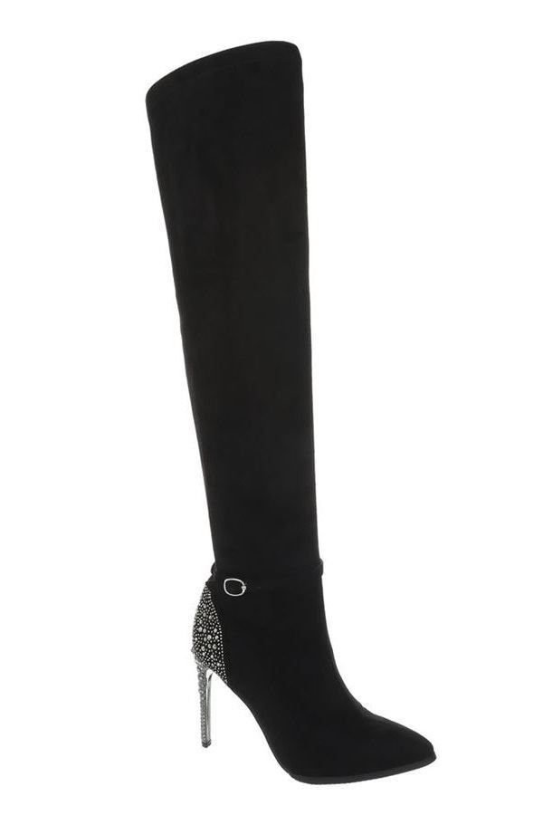 BOOTS OVERKNEES POINTED SUEDE BLACK FSW98711