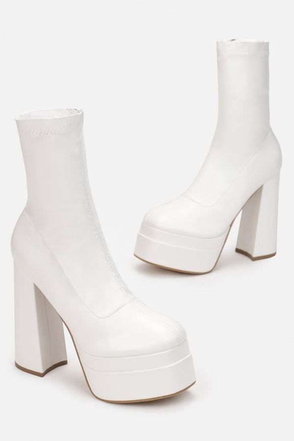 Ankle Boots High Wide Heel White VS03803871